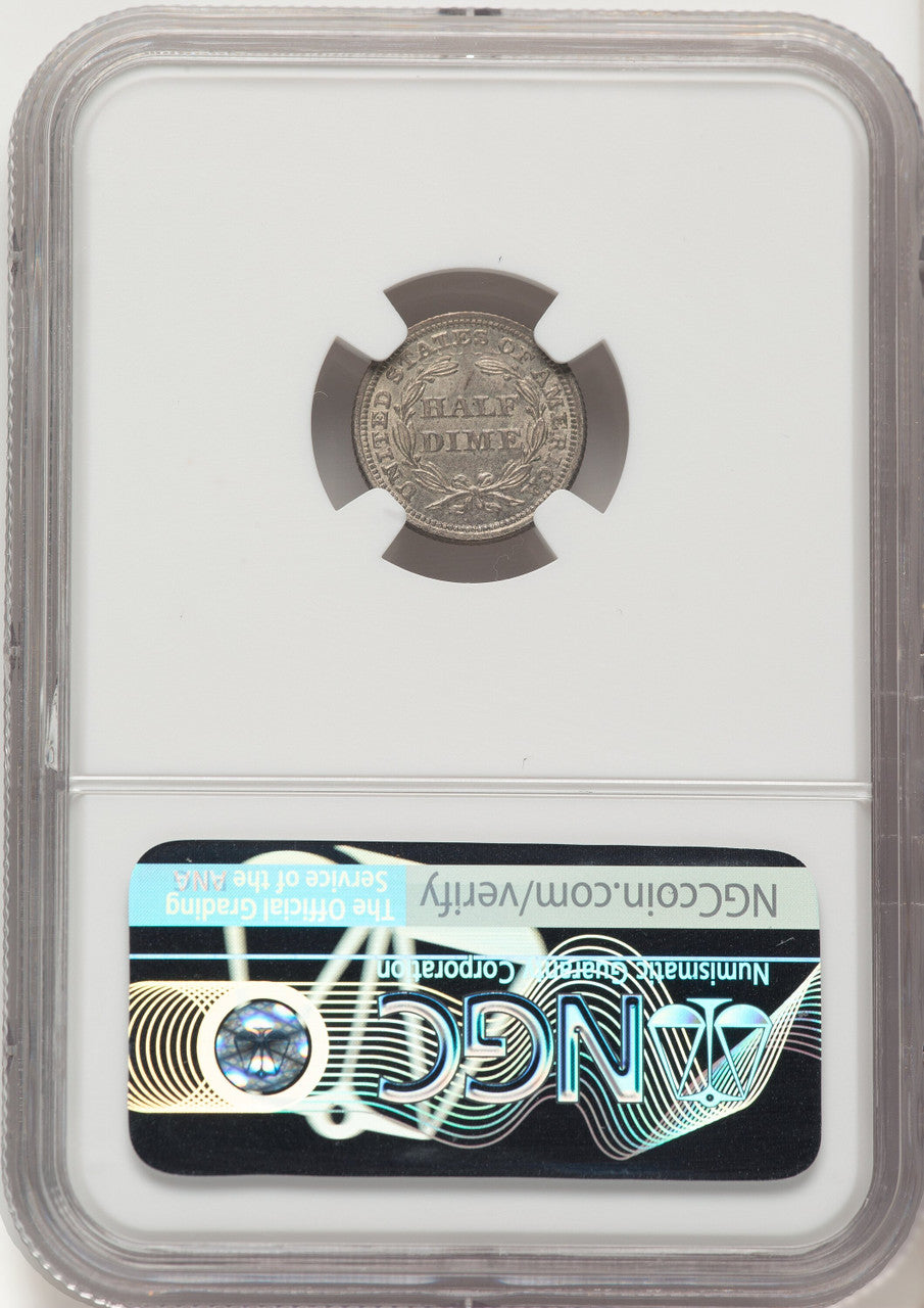 1854 H10C ARROWS Seated Half Dime NGC MS65