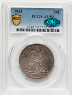 1845 50C CAC Seated Half Dollar PCGS AU50