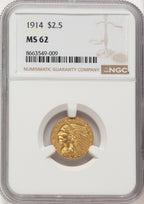 1914 $2.50 Indian Quarter Eagle NGC MS62