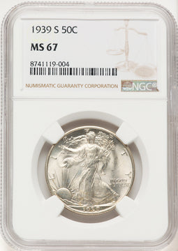 1939-S 50C Walking Liberty Half Dollar NGC MS67 (522479011)