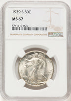 1939-S 50C Walking Liberty Half Dollar NGC MS67 (522479011)