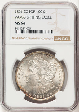 1891-CCVAM-3 Spitting Eagle Morgan Dollar NGC MS64 (522479019)