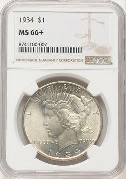 1934 Peace Dollar NGC MS66+