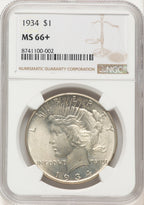 1934 Peace Dollar NGC MS66+