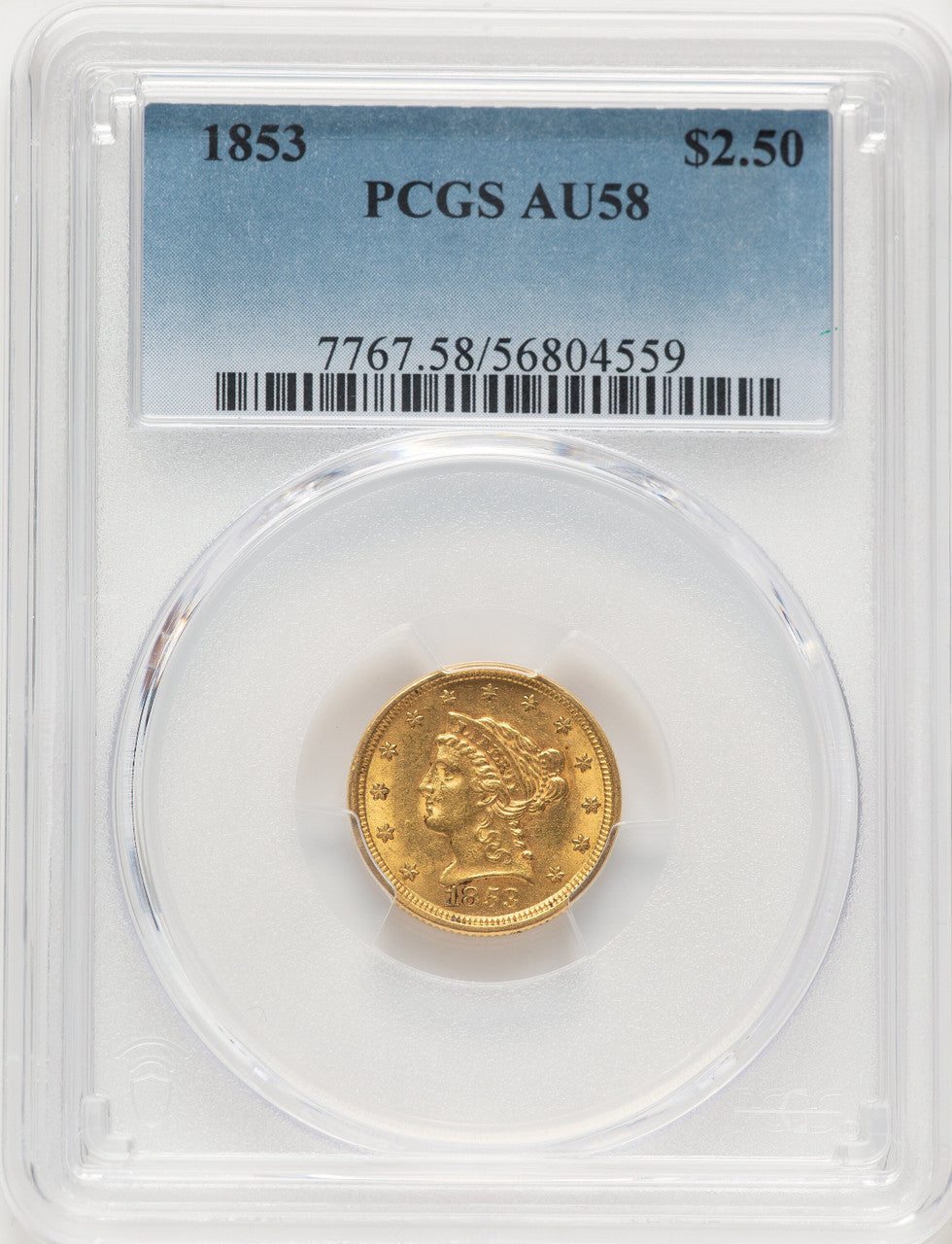 1853 $2.50 Liberty Quarter Eagle PCGS AU58 (522502011)