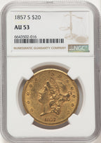 1857-S $20 Liberty Double Eagle NGC AU53 (522527010)