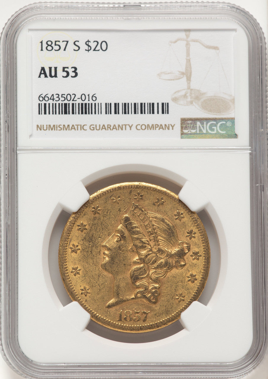 1857-S $20 Liberty Double Eagle NGC AU53 (522527010)