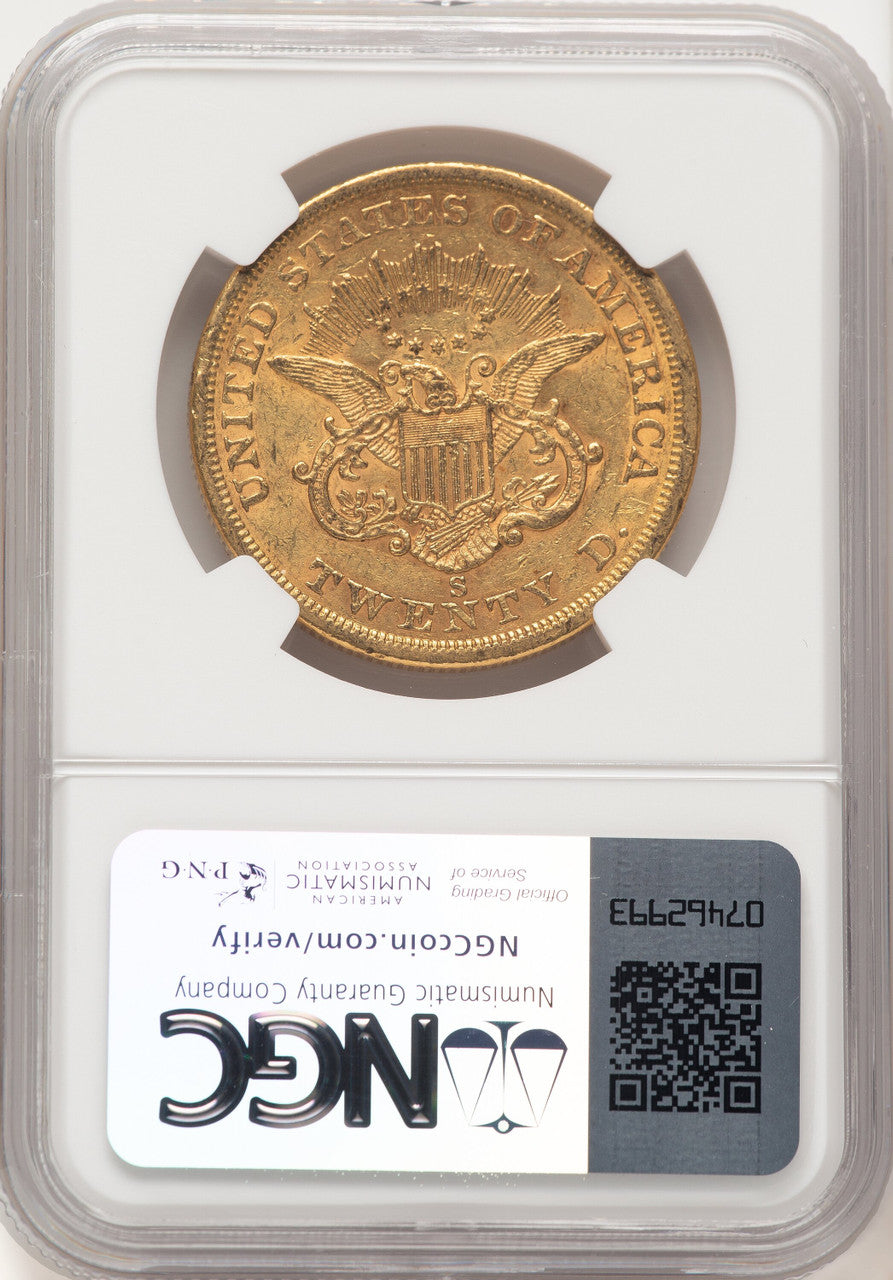 1863-S $20 Liberty Double Eagle NGC AU55