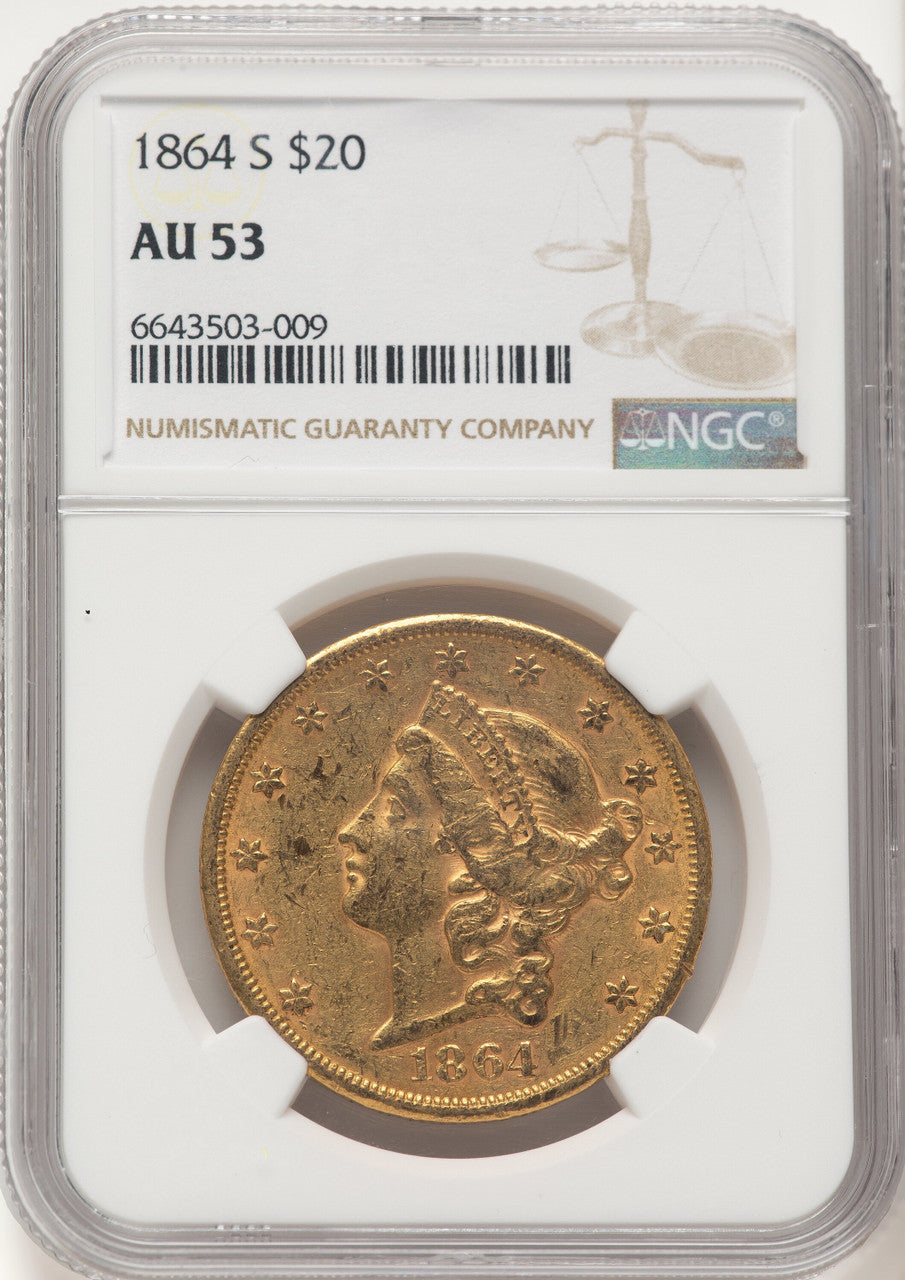 1864-S $20 Liberty Double Eagle NGC AU53 (522527016)