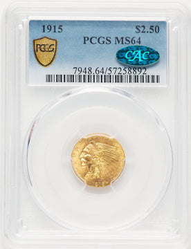 1915 $2.50 CAC Indian Quarter Eagle PCGS MS64 (522601025)