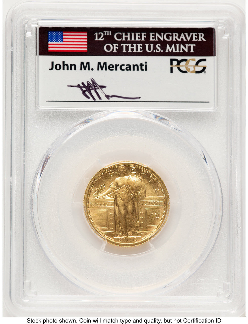 2016-W 25C Standing Liberty 100th Anniversary Gold Centennial FDI John Washington PCGS MS70 Mercanti