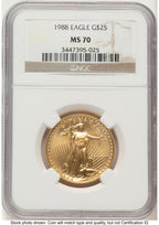 1988 Gold Eagle 1/2 oz 0.50 oz Brown Label NGC MS70