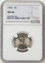 1902 5C Liberty Nickel NGC MS66