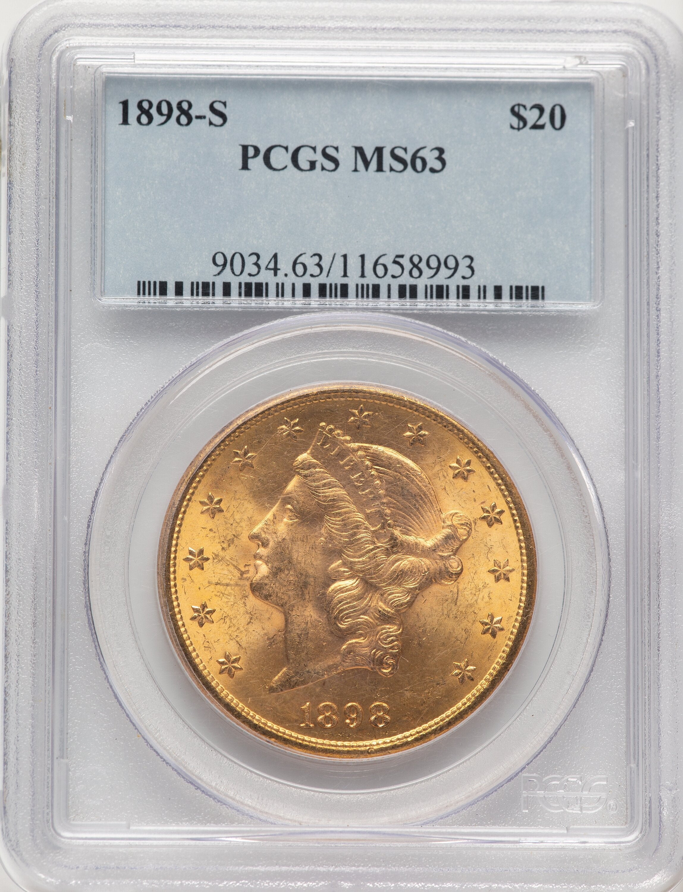 1898-S $20 Liberty Double Eagle PCGS MS63