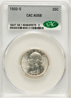 1932-S 25C Washington Quarter CACG AU58
