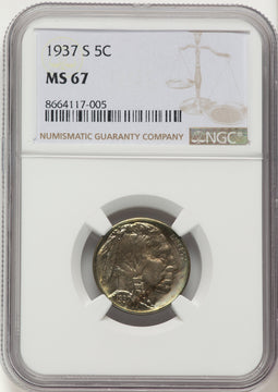 1937-S 5C Buffalo Nickel NGC MS67