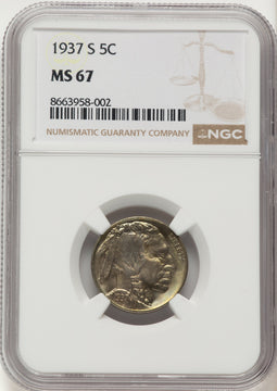 1937-S 5C Buffalo Nickel NGC MS67