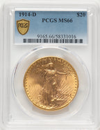 1914-D $20 Saint-Gaudens Double Eagle PCGS MS66
