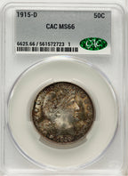 1915-D 50C Barber Half Dollar CACG MS66