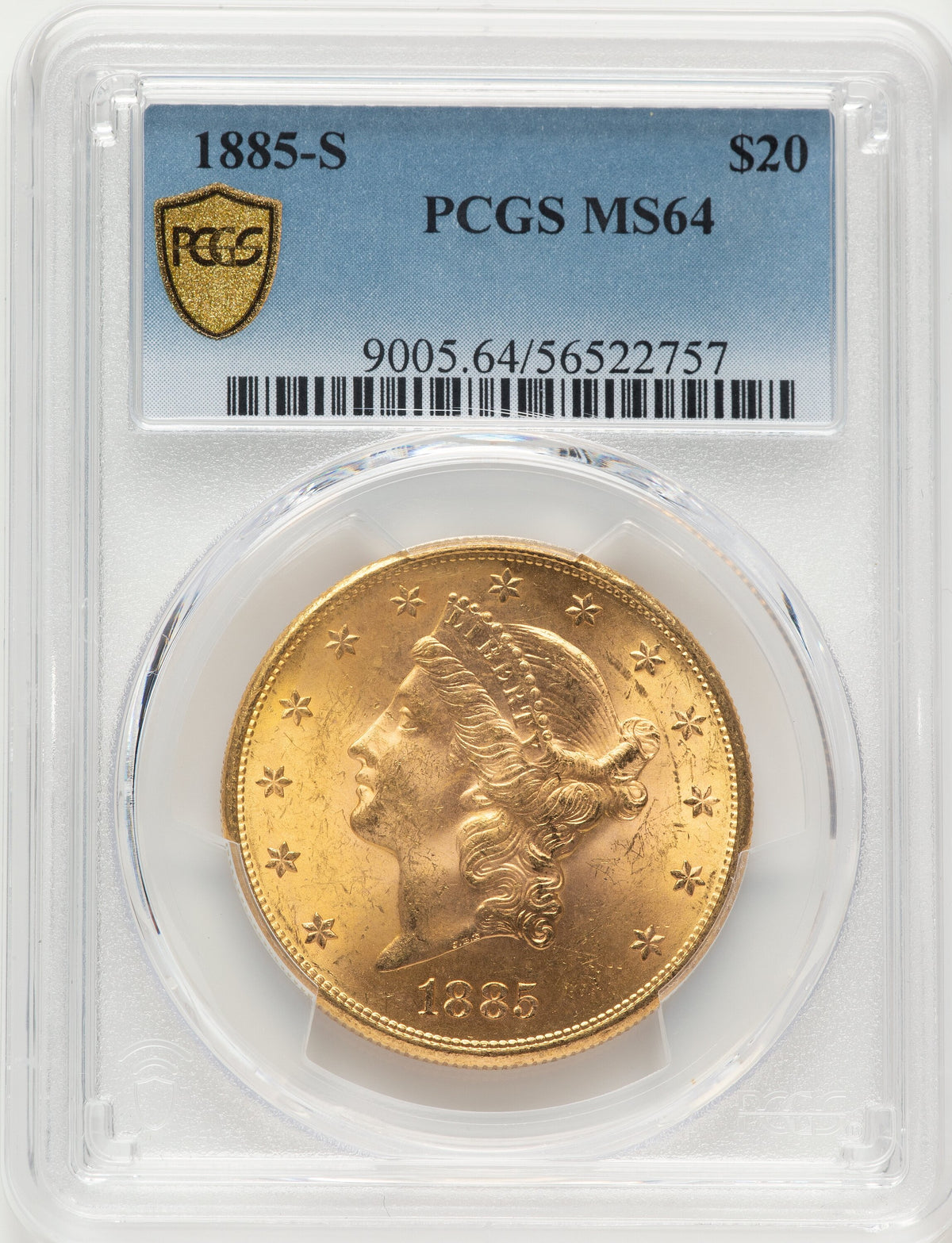 1885-S $20 Liberty Double Eagle PCGS MS64