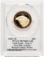 2021-W Type 2 Proof Gold Eagle 1/2 oz FDI Reagan Legacy Series Michael Reagan PCGS PR70
