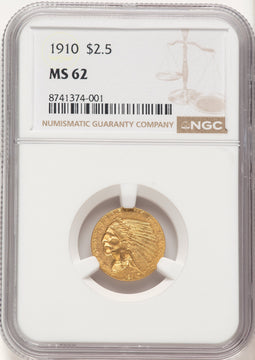 1910 $2.50 Indian Quarter Eagle NGC MS62 (523003007)