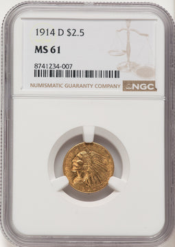 1914-D $2.50 Indian Quarter Eagle NGC MS61 (523003009)