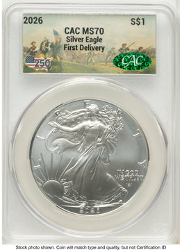 2026 Silver Eagle First Delivery America 250 CACG MS70