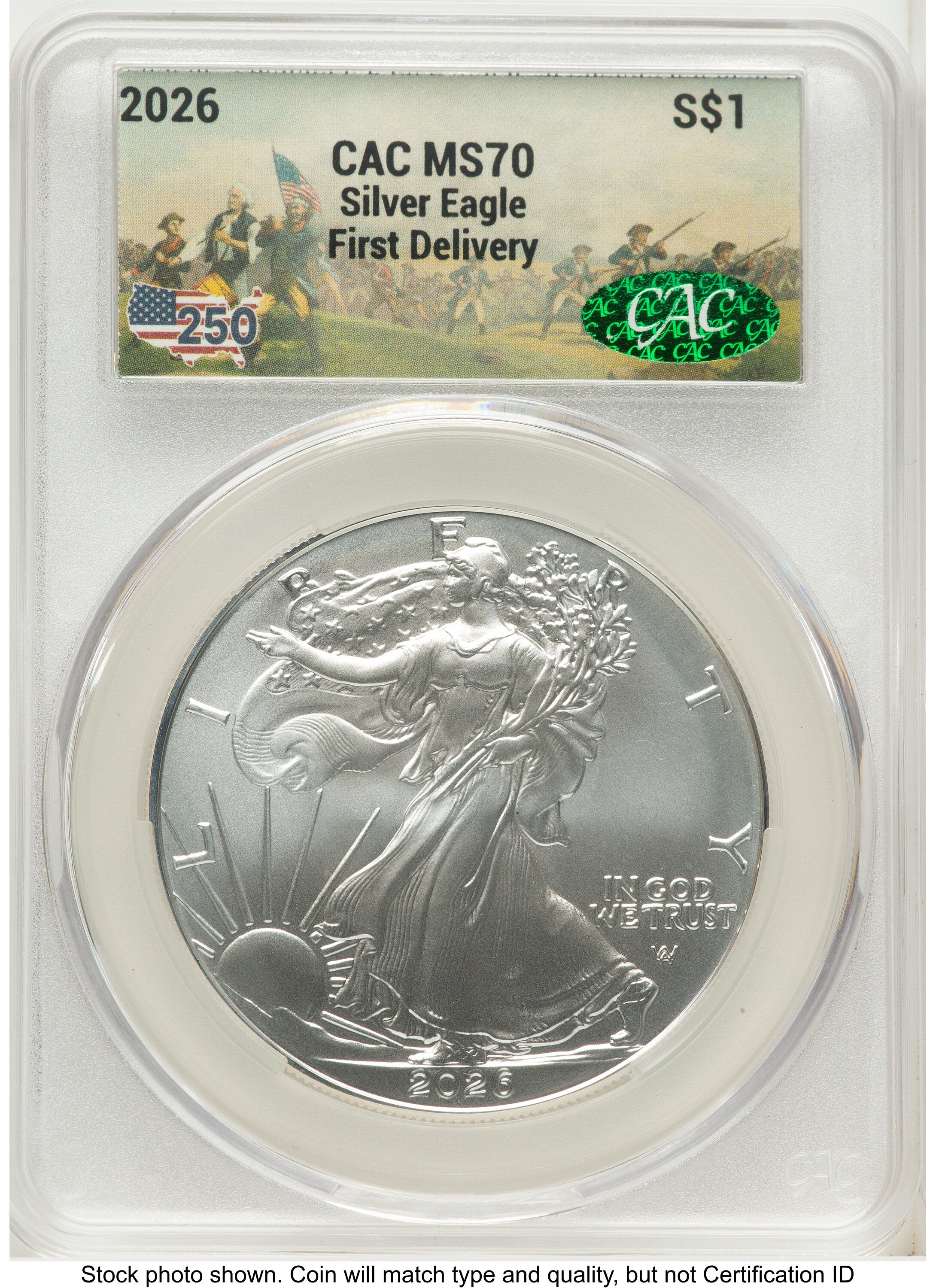 2026 Silver Eagle First Delivery America 250 CACG MS70