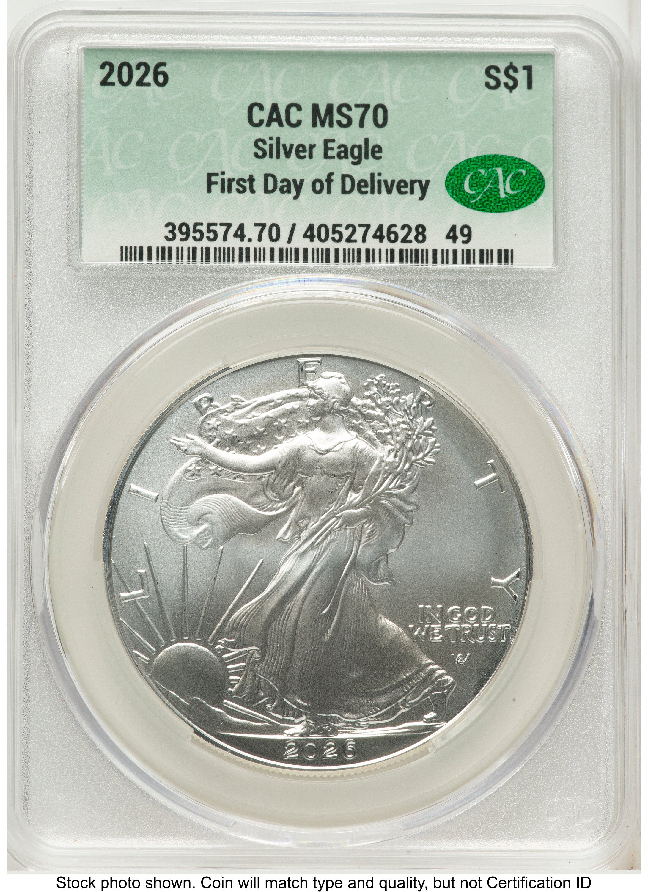 2026 Silver Eagle First Day Of Delivery CACG MS70