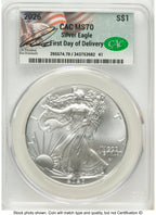 2026 Silver Eagle First Day of Delivery Ron Drzewuki CACG MS70