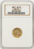 1845 $2.50 Liberty Quarter Eagle NGC MS61