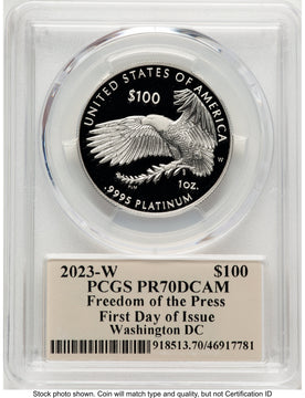 2023-W Proof Platinum Eagle 1 oz FDI Thomas Cleveland Art Deco Washington PCGS PR70