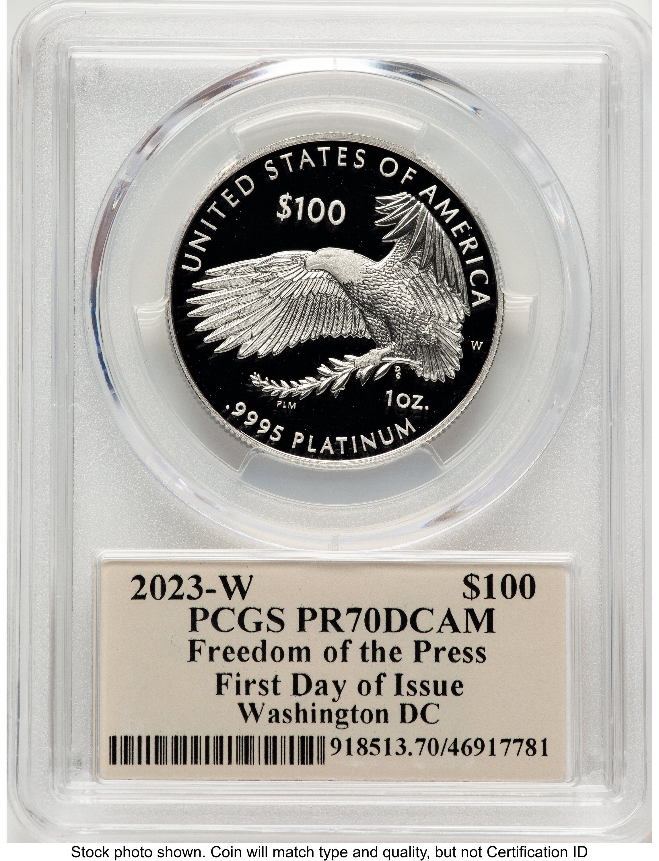 2023-W Proof Platinum Eagle 1 oz FDI Thomas Cleveland Art Deco Washington PCGS PR70