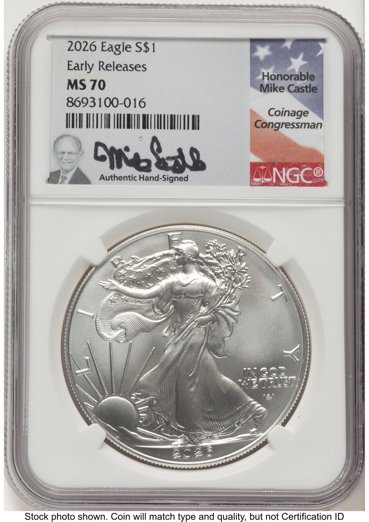 2026 Silver Eagle ER Mike Castle NGC MS70