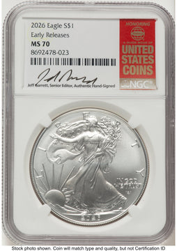2026 Silver Eagle ER Jeff Garrett Red Book NGC MS70