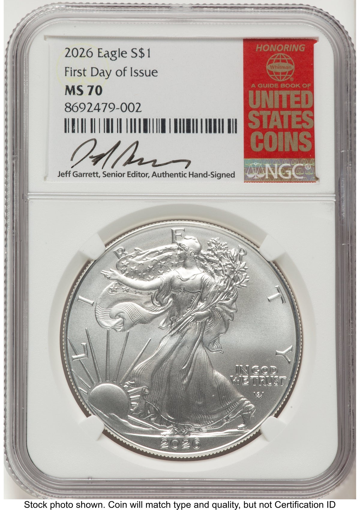 2026 Silver Eagle FDI Jeff Garrett Red Book NGC MS70