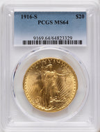 1916-S $20 Saint-Gaudens Double Eagle PCGS MS64