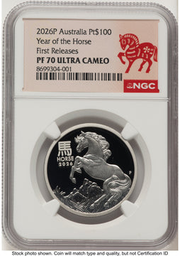 2026 Platinum Perth Lunar Horse 1 oz FR Horse Label NGC MS70