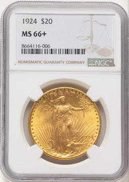 1924 $20 Saint Saint-Gaudens Double Eagle NGC MS66+