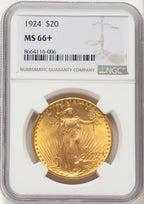 1924 $20 Saint Saint-Gaudens Double Eagle NGC MS66+