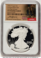 2026-P 1 oz Silver Eagle Congratulations Set FDI 250 NGC PF70 Hancock Label