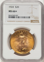 1924 $20 Saint Saint-Gaudens Double Eagle NGC MS66+