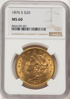 1876-S $20 Liberty Double Eagle NGC MS60
