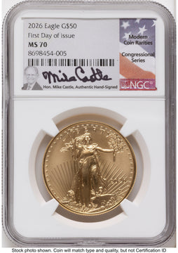 2026 Gold Eagle 1 oz FDI Mike Castle Congressional Series NGC MS70