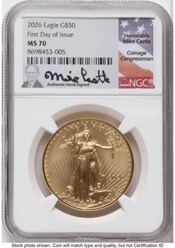 2026 Gold Eagle 1 oz FDI Mike Castle NGC MS70