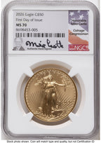 2026 Gold Eagle 1 oz FDI Mike Castle NGC MS70