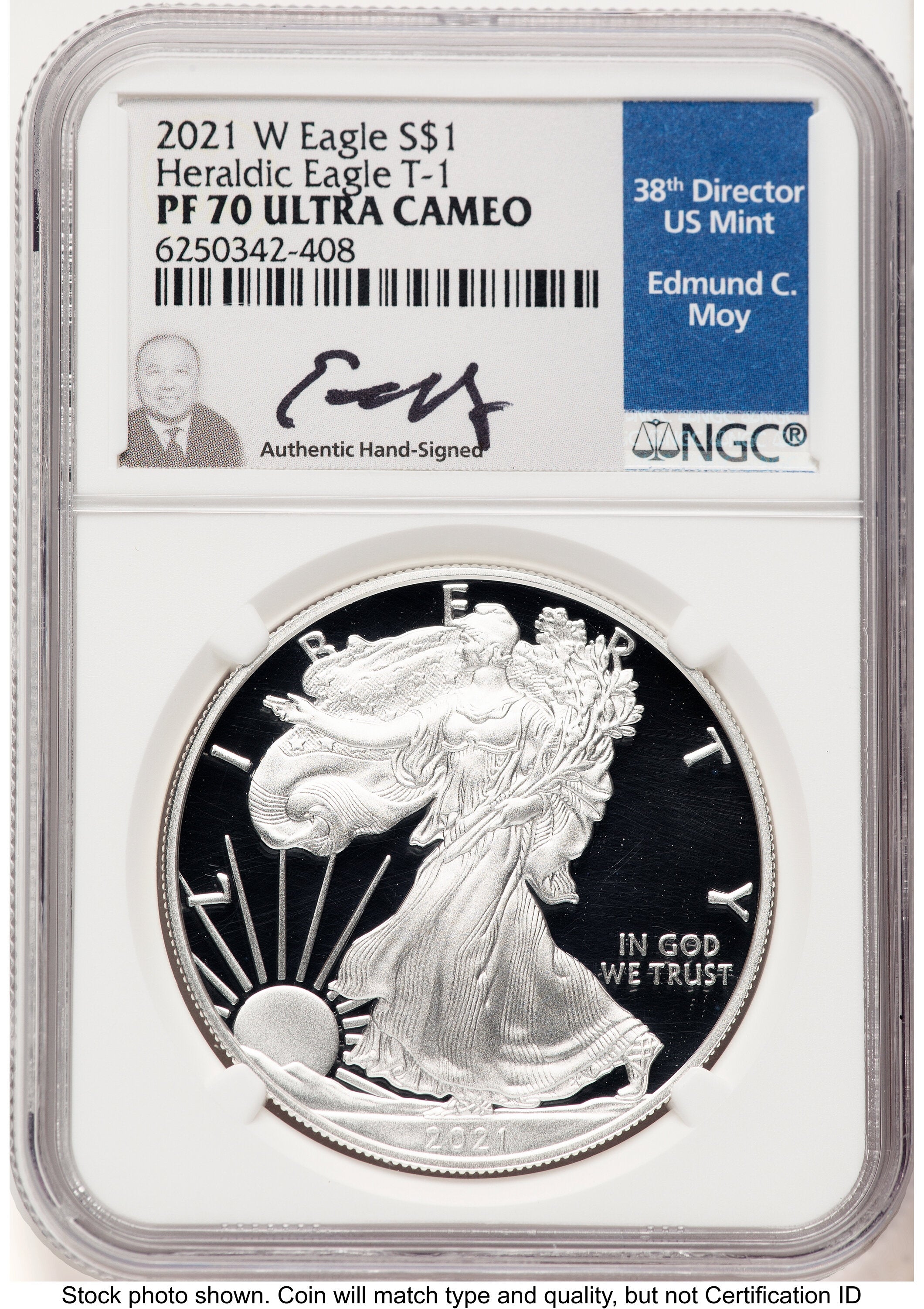 2021-W TY1 Proof Silver Eagle 1 oz NGC PF70 Ed Moy