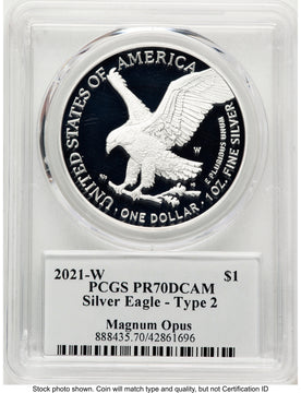 2021-W TY2 Proof Silver Eagle 1 oz Magnum Opus PCGS PR70