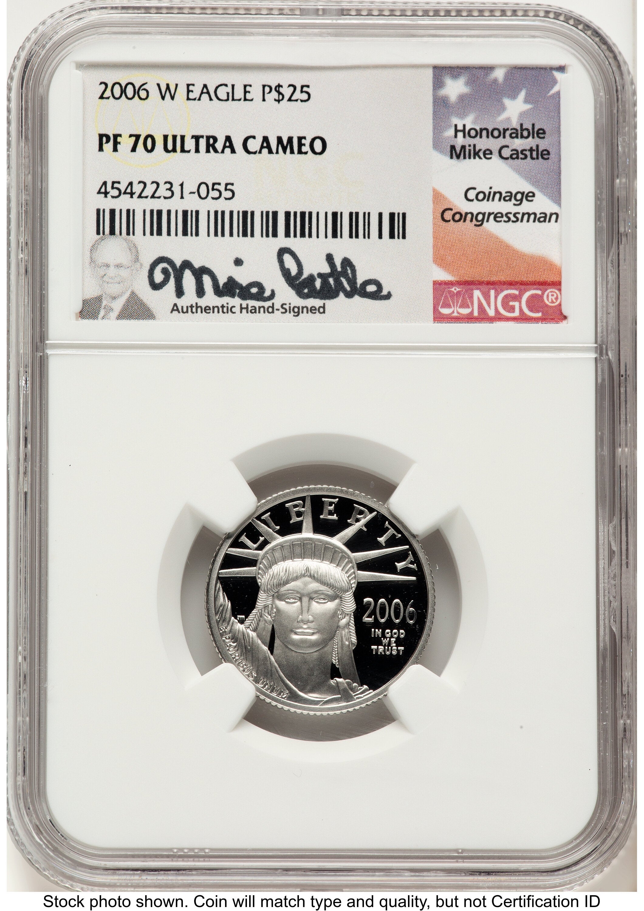 2006-W Proof Platinum Eagle 1/4 oz Mike Castle NGC PF70